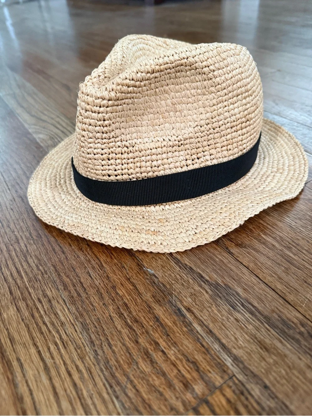 J. Crew Straw Fedora with Black Band